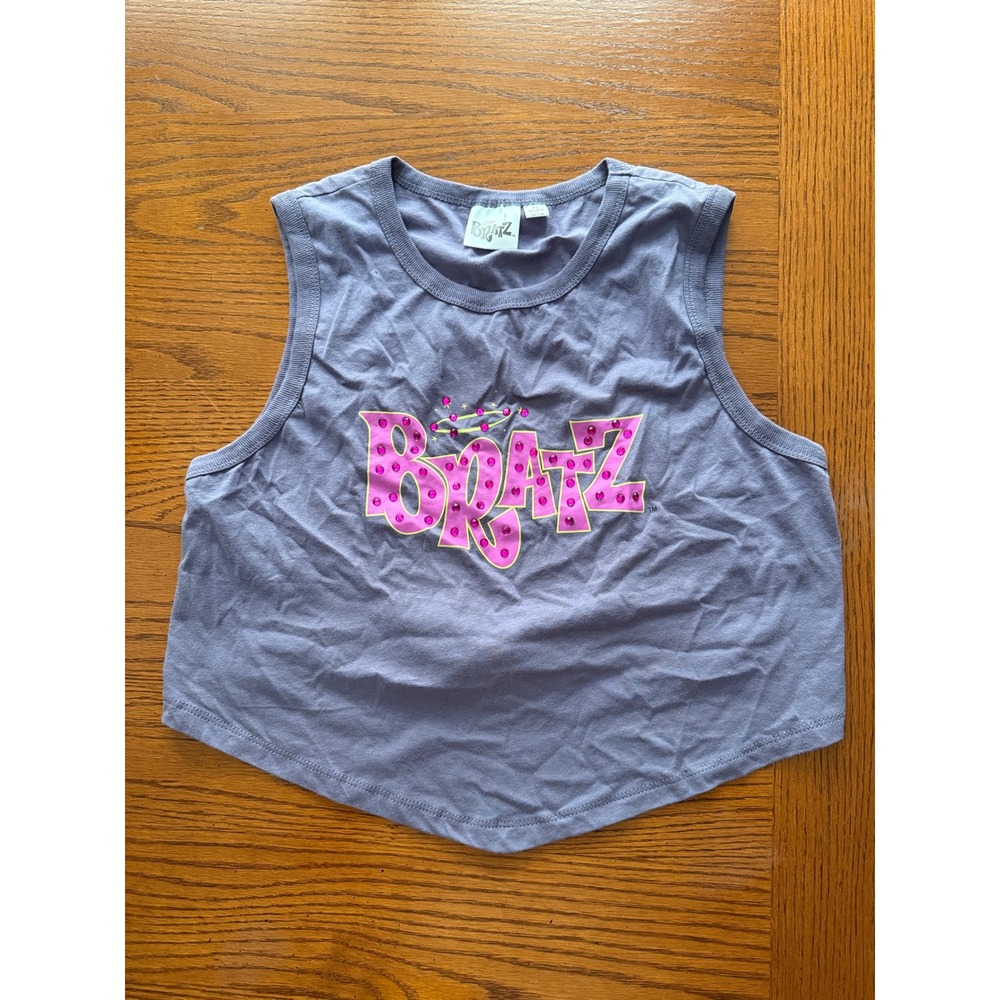 Bratz Graphic Tank Top Women XL Purple Y2K Rhinestone Open Back Tie Kidcore‎